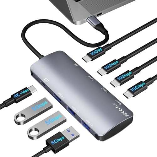 Hub USB C 8 en 1 para teletrabajo con USB 4 y carga rápida de 100W