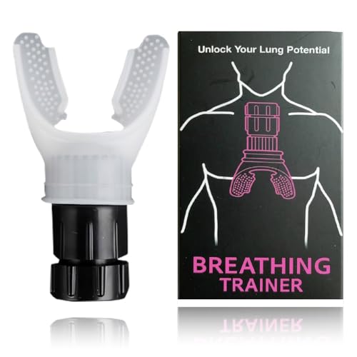Breathing Trainer Portable Respiratory Muscle Trainer with Adjustable Resistance Compact Lung Exercise Device Detachable for Easy Cleaning - White