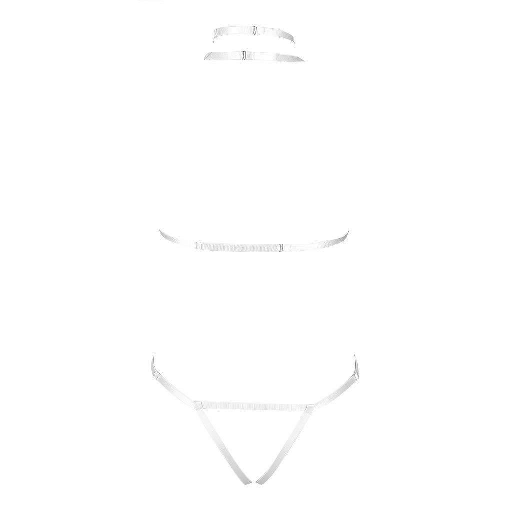 Women's Punk Body Harness Lingerie Full Waist Garter Belts Set Strappy Frame Cage Rave bras