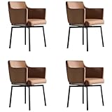 6er Set Polsterstuhl Drehstuhl Esszimmerstühle 180° Drehbar Modern Leder mit Kissen Sitz und Metallbeinen für Wohnzimmer Empfang Schreibtisch