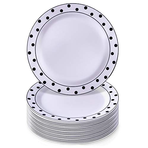 10.25" Disposable Dinnerware Plates  Dots - Black 