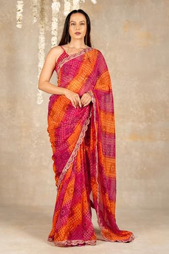 Image of MIRCHI FASHION Saree for Woman Georgette Floral Printed | Lightweight Comfortable Sari for Regular Social Wear and social visits