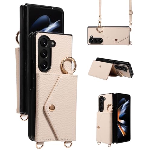 Galaxy Z Fold 5 �P�[�X�~���[�t�� �J�[�h���� �w�ʃ|�P�b�g z Fold5�P�[�X �V�����_�[�P�[�X ���|�� ��|�� �΂ߊ|�� �M�����N�V�[ fold5�P�[�X �����O�t�� �����h�~ ������� �؍� ���h�~ �ی�P�[�X (�x�[�W��, Galax