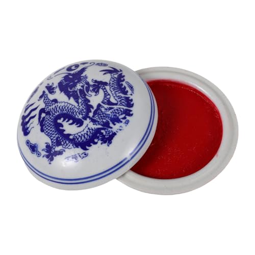 Tofficu 青 と 白 磁器 書道 箱 中国語 印鑑 署名 印鑑 書道 絵画 インク ペ