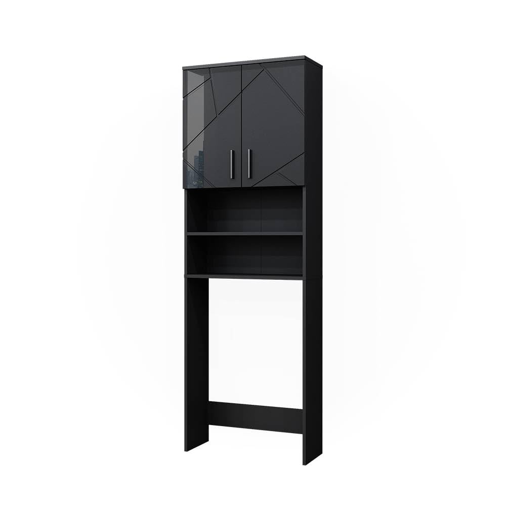 Vicco Armoire pour Machine à Laver Irma, Anthracite Haute Brillance, 64x190.5cm, Convient pour Le Rangement et comme surélévateur pour Machines à Laver