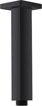 6 Inch Ceiling Mount Shower Arm Matte Black, Square Shower Head Pipe With Flange 1/2 NPT Tapered Threads Rain Shower Arm