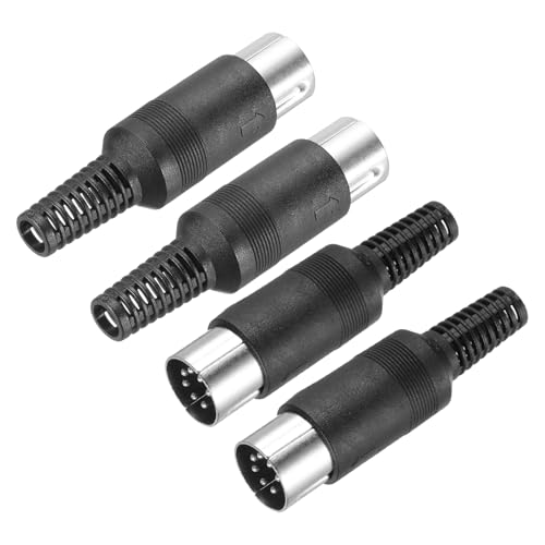 sourcing map 4 Pcs S-Video DIN Male Socket 7 Pin Signal Transmission Din Plug Din Connector for TV DVD Computer Player(PS/2 Plug)