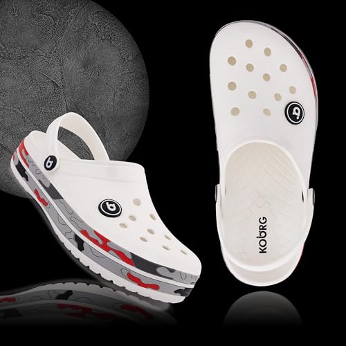 Image of KOBURG Lite Men's Super Stylish Clogs | Casual Walking Clogs | Sandals with Adjustable Back Strap for Men | Comfortable & Light Weight | Stylish & Anti-Skid | Waterproof | Gents /Boys KF-414