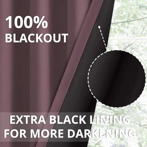 Image of Cloth Fusion 100% Blackout Window Curtains 5 Feet Long Set of 2 with Blackout Lining, Double Layer Room Darkening Parda with Stainless Steel Grommets for Home Decor (5x4 Feet, Deep Purple)