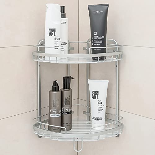 Tatkraft Moonlight Rust Proof Aluminum 3 Tier Shower Corner Rack, Bathroom Shelf - Image 5