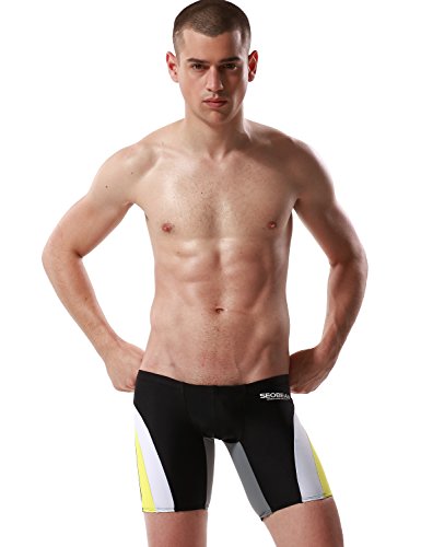 SEOBEAN Mens Low Rise Sexy Sport Swimwear Trunk Boxer Brief Bikini Swimsuit (Medium(28-31"), 2700 Black)2