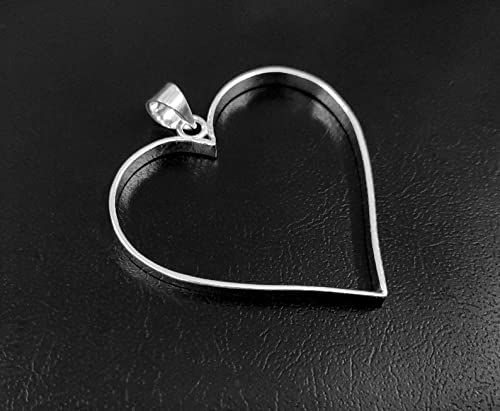 Miniatura 3 de Genuine 925 Sterling Silver Open Bezel Blank Heart Shape Frame Heart Shape Hollow Pendants Setting Charm Silver Diy For Resin Jewelry Making