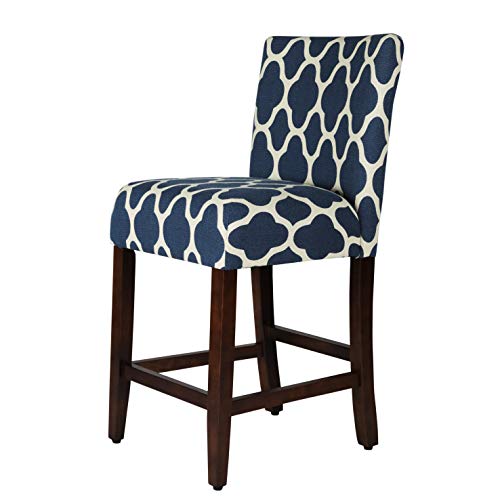 Homepop Upholstered Counter Height Barstool, 24-Inch, Navy And Cream Geometric #TOP4