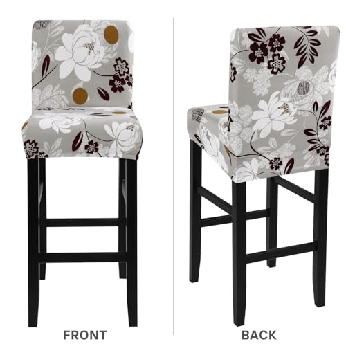Image of SearchI Bar Stool Covers Set of 4, Stretch Washable Barstool Seat Covers, Counter Height Chair Covers for Kitchen Dining Room Cafe (Booming Flower)