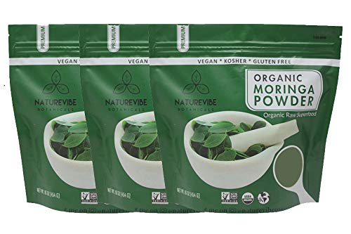 Naturevibe Botanicals Organic Moringa Green Leaf Powder 3lbs (3 Unit of 1lb Each)