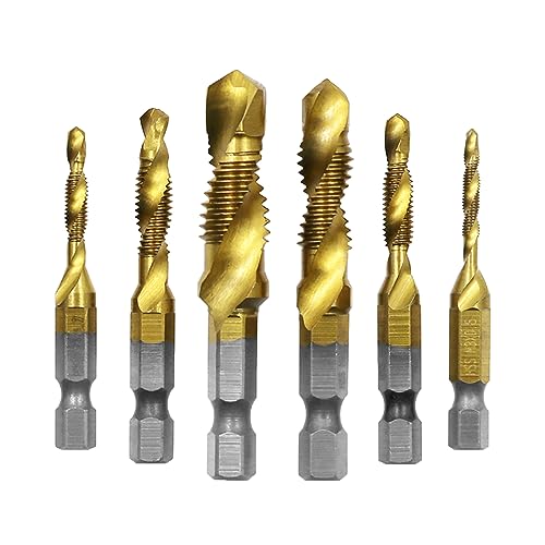 4341 Plated Long Shank Tap Set (6pcs) High Speed Steel Drill BitsM3x0.5 M4x0.7 M5x0.8 M6x1 M8x1.25 M10x1.5