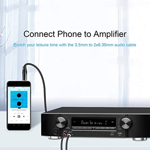 Cablecreation 10Ft 3.5Mm 1/8" Trs To 2 X 6.35Mm 1/4" Ts Mono Y Cable Splitter Cable Compatible With Iphone, Ipod, Laptop, Cd Players, Power Amplifier, Mixer, Home Stereo Systems,3 Meters/Black #TOP3