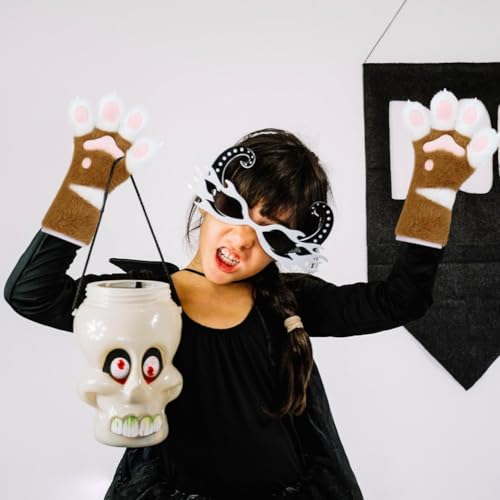 Guantes de felpa para Halloween con garras de animales y accesorios de fiesta 8