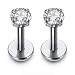 PiercingJ 2-4pcs 16g 316L Stainless Steel 3mm Cubic Zirconia Labret Monroe Lip Ring/Tragus/Helix Earring,6-12mm Bar Length