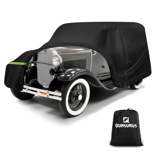 Image of QUNSUNUS Car Cover for Ford Model A Sedan /Convertible 1928-1931 with Cotton | Waterproof Outdoor All-Weather Heavy 420D Oxford Model A Cover, with Zipper and Straps, for Dust, Sun, Wind Protection