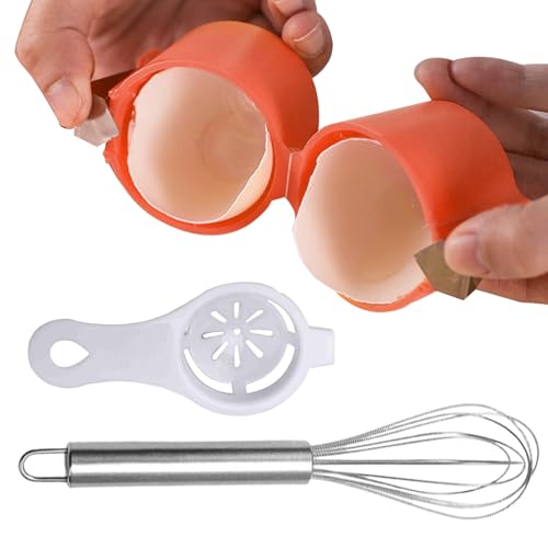 Egg Breaker | 3個セット 手動卵ツール 泡立て器と白身分離器付き,料理 調理器具 朝食 ケーキ ワッフル サンクスギビング 手助けアイテム