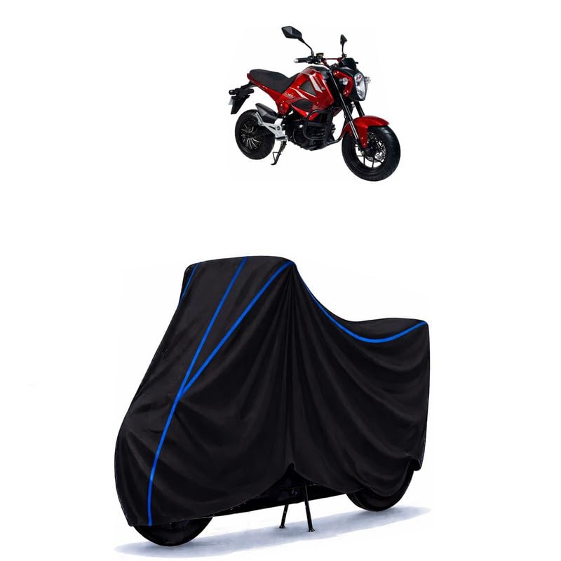 Image of Scooty Cover Water Resistant for Monster Bike BS6 | Universal Scooter & Bike Cover | Heavy Duty UV Dust, Rain & Scratch Protection | Elastic Fit All Weather Indoor Outdoor | Black with Blue Piping