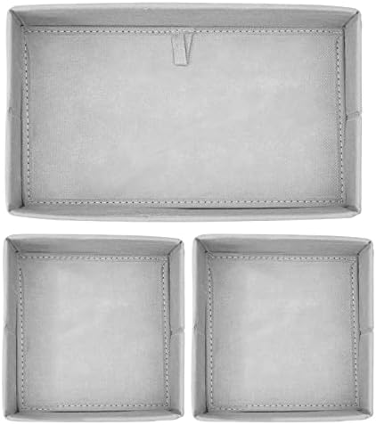 mDesign Set of 3 Children'S Room Storage Boxes - Fabric Storage Boxes for Babies - Also Suitable as a Children'S Wardrobe Organiser - Light Grey and White