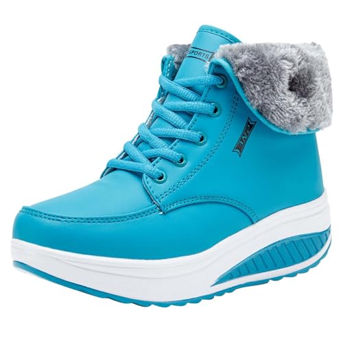 Genérico Botas Hasta La Rodilla Botas De Agua Mujer Botas de montaña Zapatos cálidos Botas de esquí al libre Engrosamiento Botas Cuero Mujer Botas De Nieve Mujer Impermeable (Blue, 39)