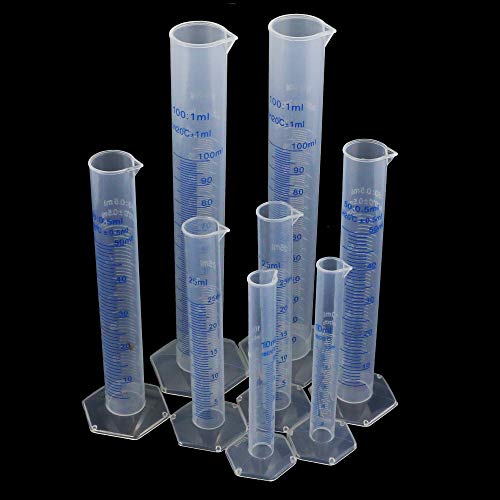 Agreatca Graduated Measuring Cylinder Graduated Cylinder Lab Test Tube, 10ml, 25ml, 50ml, 100ml, Set of 8 - Thumbnail 3