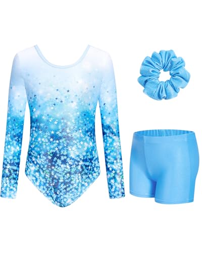 JiAmy Gymnastikanzug Mädchen, Turnanzug Turnshorts Haarband Set Turnanzug Leotard Set für 3-12 Jahre JiAmy Gymnastikanzug Mädchen, Turnanzug Turnshorts Haarband Set Turnanzug Leotard Set für 3-12 Jahre