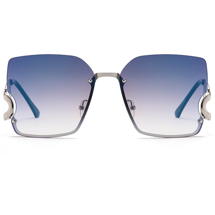 bullabulling Luxury Square Gradient Sunglasses for Women Metal Frame Oversized Big Lens Swan Down Temple2