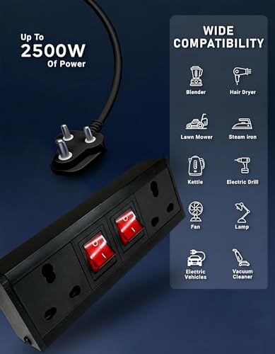 Image of MX 16 Amp Extension Cord Electric Board with 30m Heavy Duty Wire | 250V Power Extension Board | 16A /20A Socket with Dual Switch for Home & Office Appliances