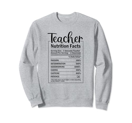 Funny School Teacher Información nutricional divertida etiqueta de nutrición Sudadera