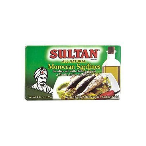 SULTAN Moroccan Sardines in Olive Oil with Chili Peppers 125g (Pack of 3)