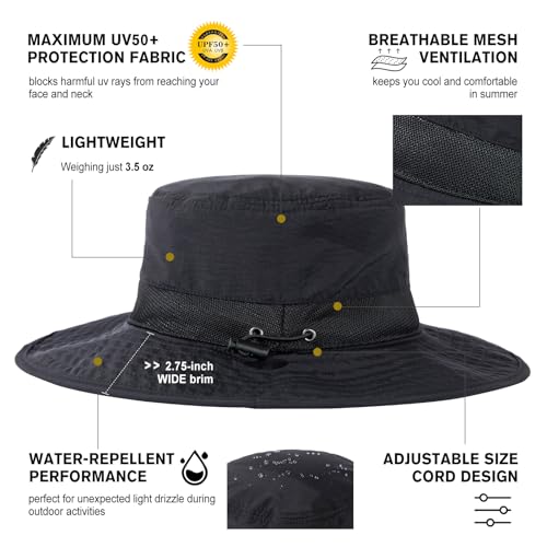 Image of Oversized XL XXL Waterproof Sun Hat for Big Heads Mesh Bucket Hat Wide Brim Adjustable Packable Hiking Beach Fishing