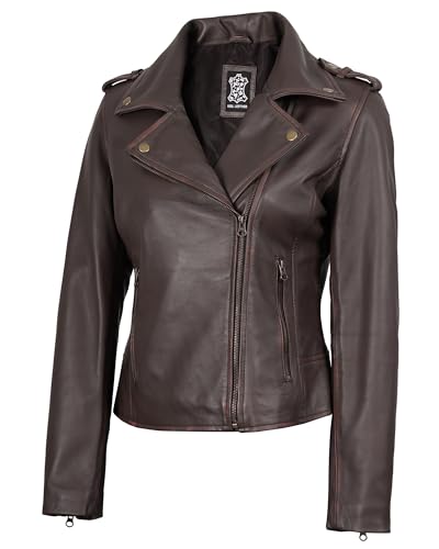 Decrum Real Leather Jacket Women - Lambskin Asymmetrical Style Casual Fashion Leather Jackets For Womens