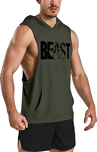 GYM REVOLUTION Men's Workout Sleeveless Shirts Muscle Hooded Tank Gym Fitness Quick Dry Sleeveless Hoodies2
