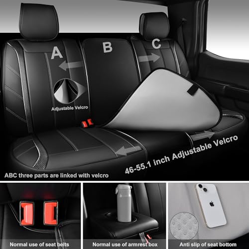 Image of CAR PASS Luxury Faux Leather Seat Covers Full Set, Breathable Sporty Premium Leather Seat Covers, Waterproof Anti Slip Auto Seat Covers Universal Fit for 95% Sedan SUV Van Truck, Black Carbon Fiber