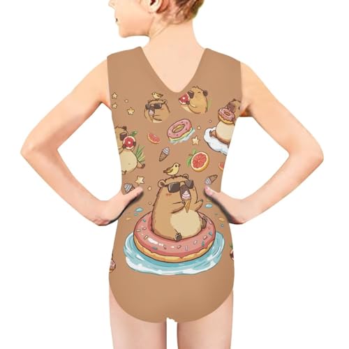 Image of Cartoon Pattern Kids Girls Bathing Suits One Piece Swimsuit Soft & Quick Dry, 5-14Years