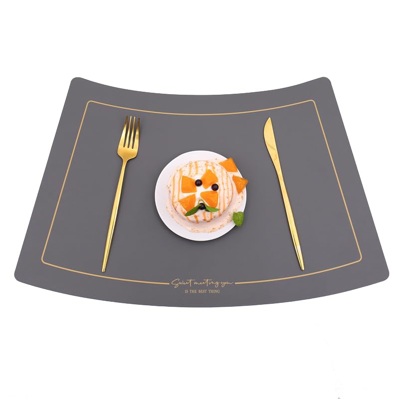 Alfombrillas de Comedor, Juego de 6 Manteles Individuales y Posavasos de Cuero de Doble Cara Manteles Individuales y Posavasos de Cuero Manteles Individuales en Forma de Abanico Lavables Resi