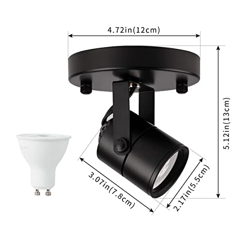 Image of mirrea Black Ceiling Spotlight Bulb Replaceable LED Spot Lights 8W GU10 Bulb 3000K Warm White 90 CRI 38 Beam Angle 1 Pack