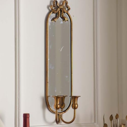 Apliques de hierro decorativos para pared con candelabro y espejo 4