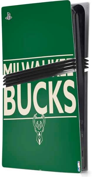 Skinit Decal Gaming Skin Compatible with PS5 Pro Console - Officially Licensed NBA Milwaukee Bucks Large Logo Design