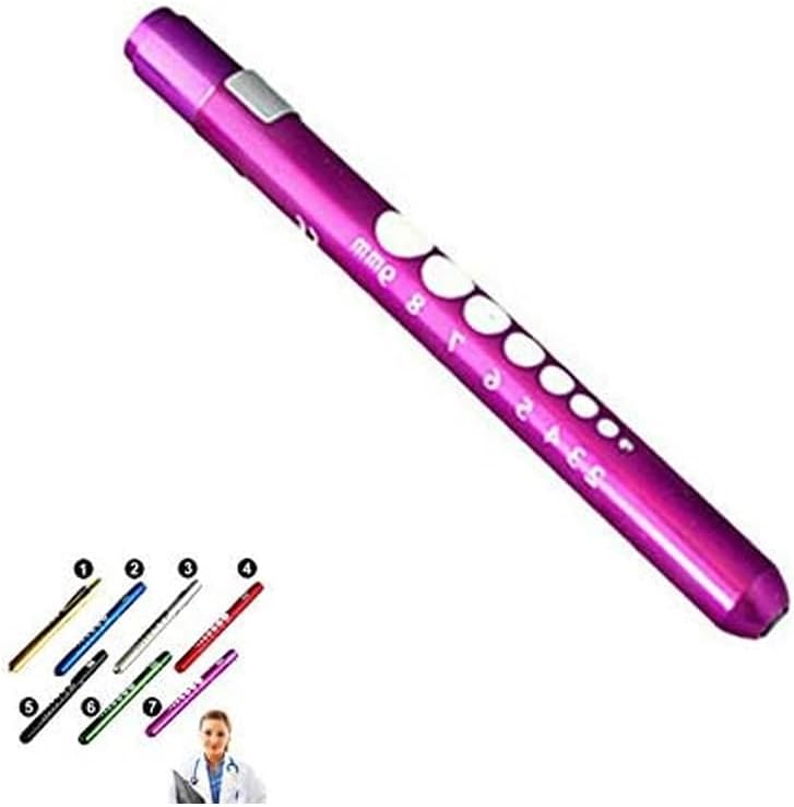 Mini Pen Torch Light Diagnostic Medical Penlight, Mini Reusable LED Penlight Flashlight Pen Torch for Home Outdoor Doctor Nurse EMT Emergency (Purple, 1 Pack),13.5cm