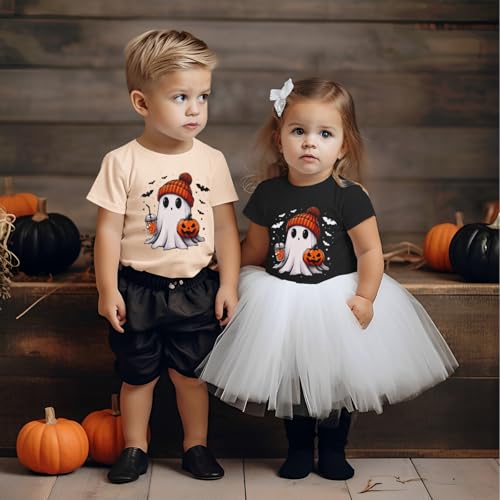 Toddler Halloween Shirt Baby Boy Girl Cute Ghost Tshirt Pumpkin Short Sleeve Tee Top Kids Spooky Season Fall Outfit4