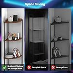 ZOUTOG 5 Tier Corner Shelf with LED Light, 62 Inch Tall Standing Narrow Bookshelf for Small Space with Storage Rack, Wooden Plant Corner Display Shelf with Metal Frame for Bedroom, Living Room - Image 5