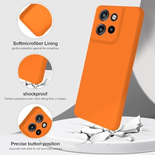 Image of DIZORO Microfiber Candy Case for Motorola Edge 50 Neo 5G Smooth Touch Cushion Liquid Soft Silicone Gel Rubber Phone Cases Non-Slip Full Body Protective Shockproof Back Cover - Orange.