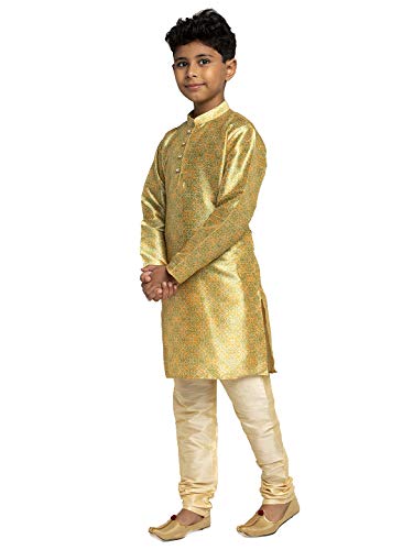 Image of KRAFT INDIA Boys Silk Print Kurta Churidar