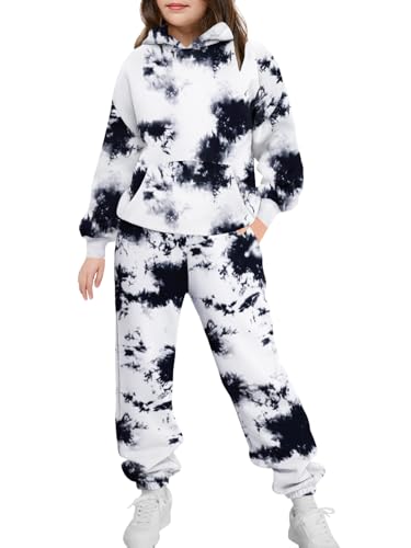 Image of Arshinet Girls 2 Piece Outfits Oversized Sweatshirt and Sweatpant Sweatsuit | Pullover Hoodie Crewneck Baggy Jogger Pants with Pockets Fall Winter Tracksuits Clothes