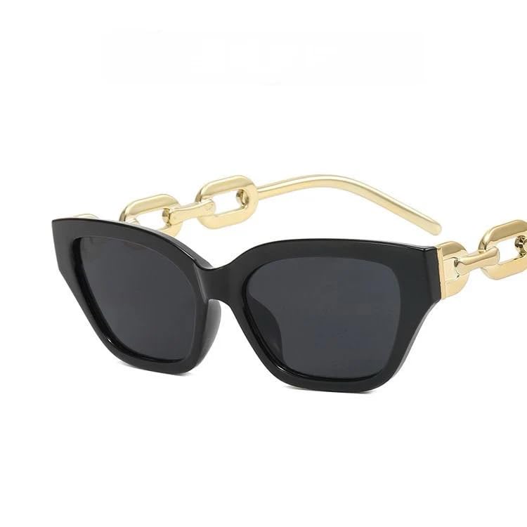 Fermosa Luxury Stylish Trendy Square Round Regular Lens Designer Legs UV Protection Sunglasses for Women and Girls (Black)